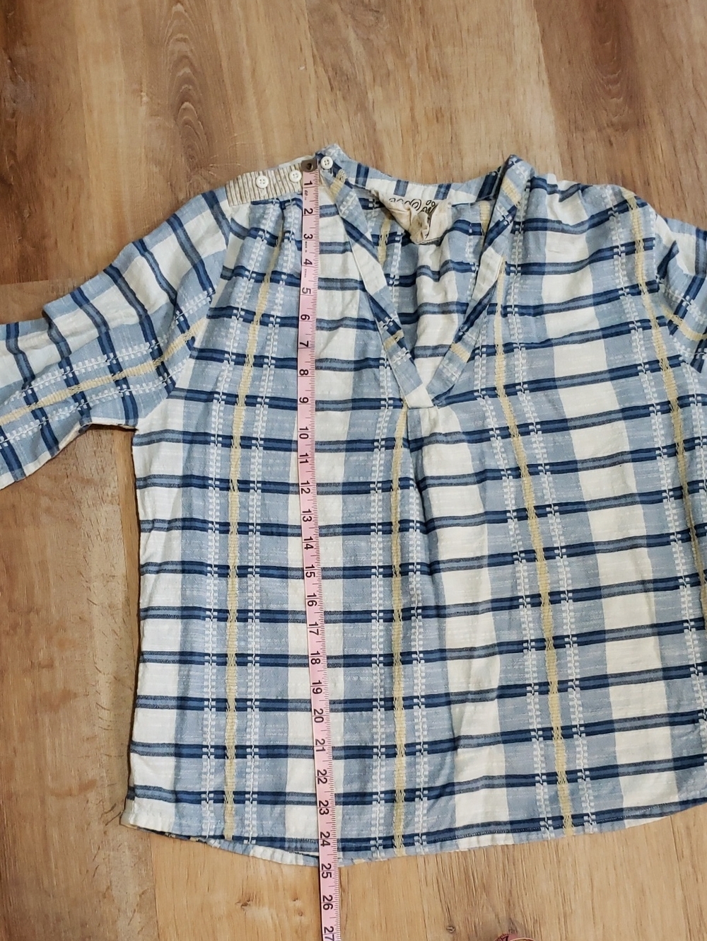 Ace & Jig top in Honor textile: Blue & White Plaid Long-Sleeve Top,Large - Picture 8 of 9